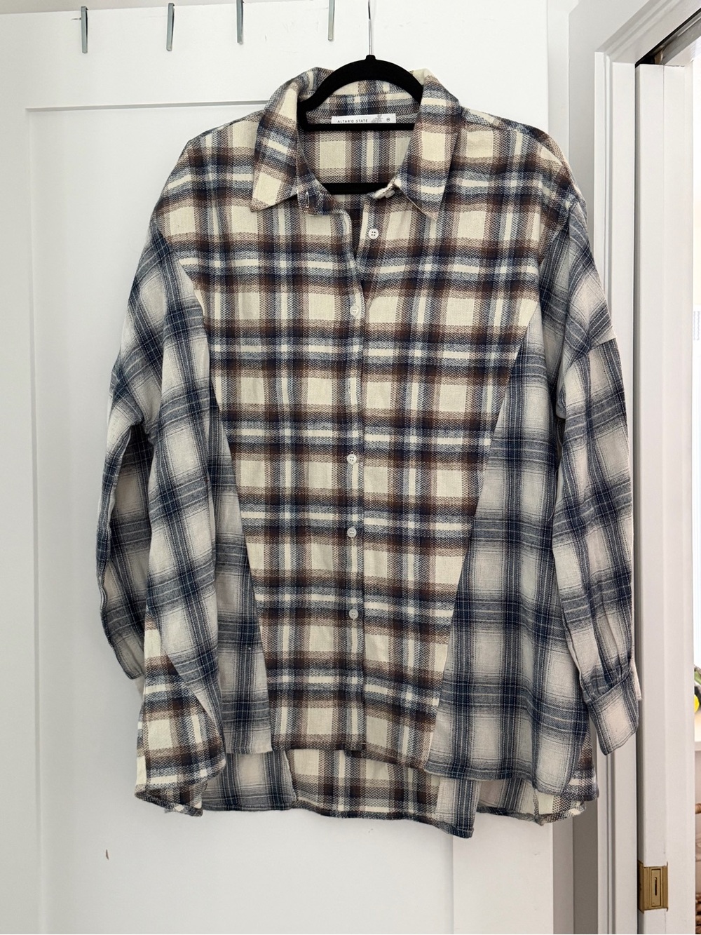 Paneled Flannel Oversized Shirt